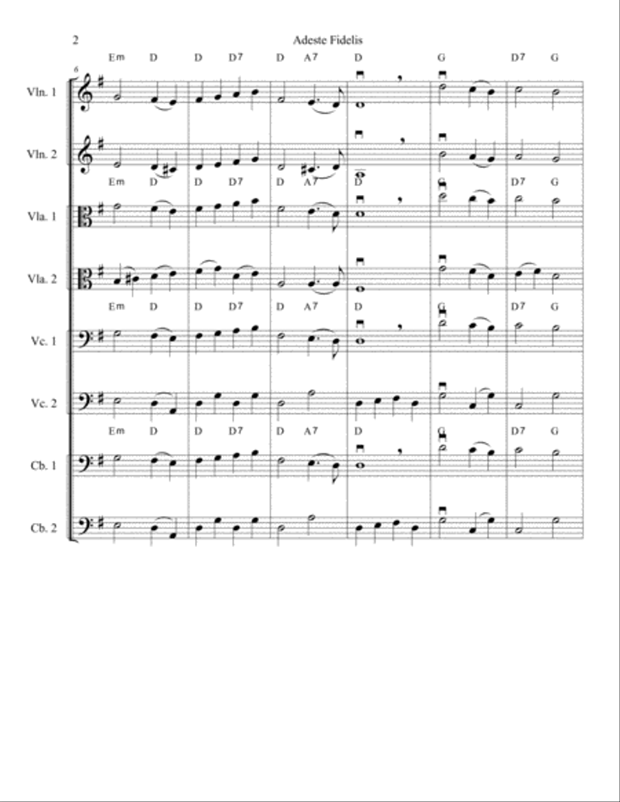 Adeste Fidelis (Oh Come All Ye Faithful) for Strings String Orchestra scores gallery preview page 2