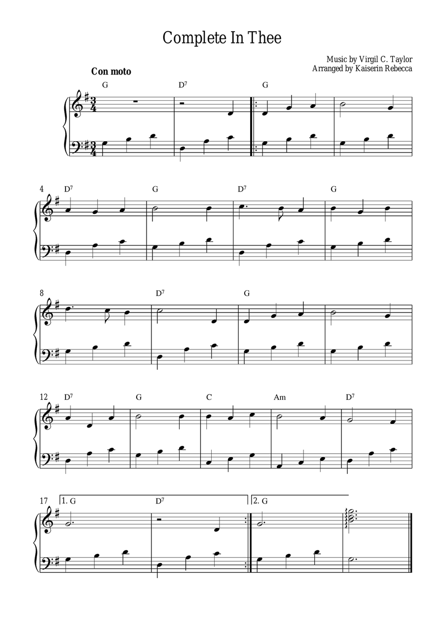Complete In Thee Piano Solo scores gallery preview page 1