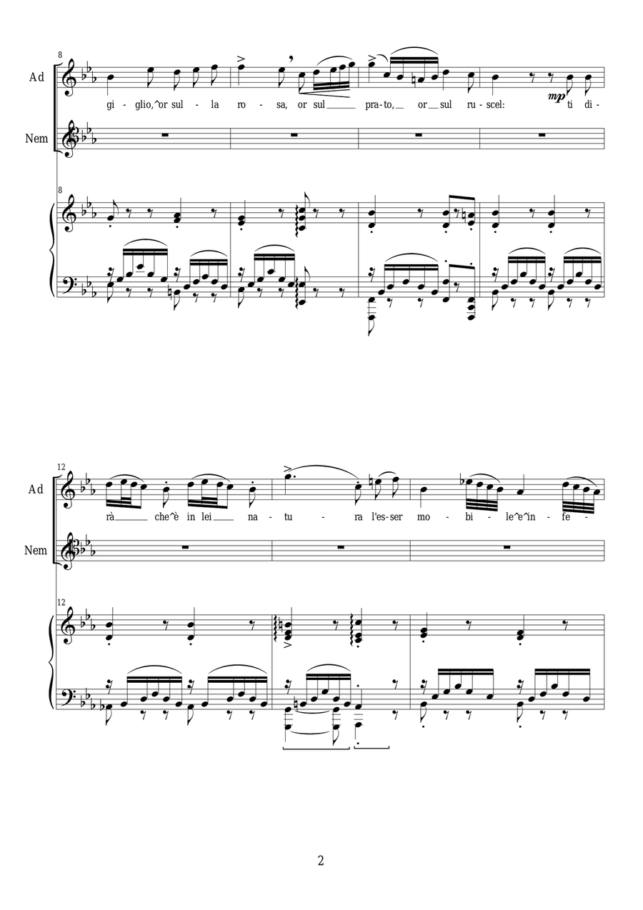Donizetti-L'Elisir d'amore-Chiedi all'aura lusinghiera (Act1) Soprano, tenor and piano Piano, Vocal scores gallery preview page 2