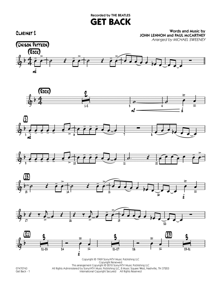 Get Back - Bb Clarinet 2 Jazz Ensemble scores gallery preview page 1