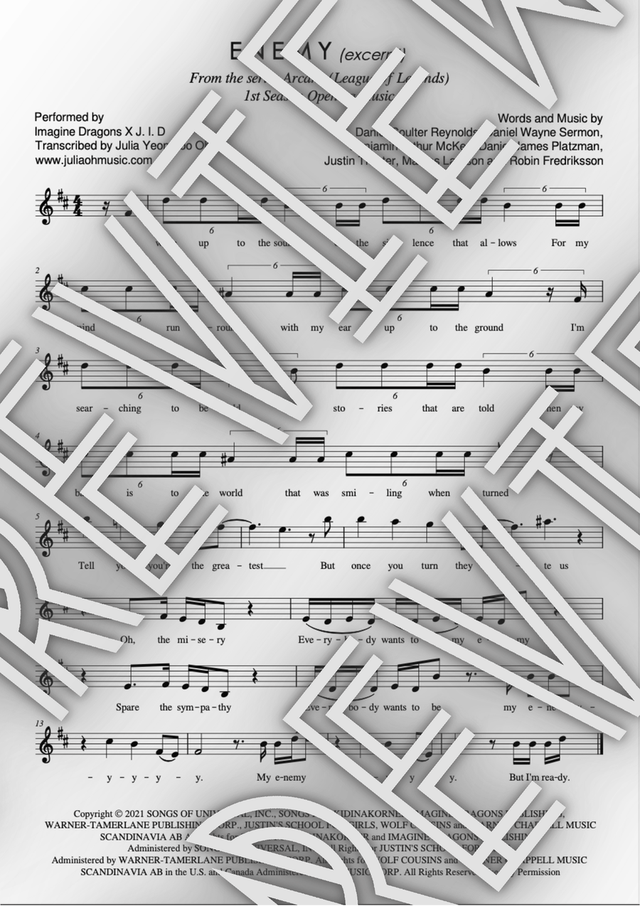 Enemy Enemy Violin Solo scores gallery preview page 1