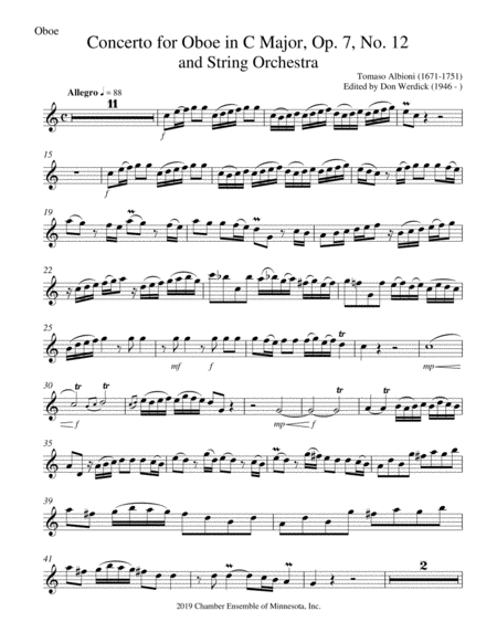 Concerto for Oboe in C Major, Op. 7 No. 12
