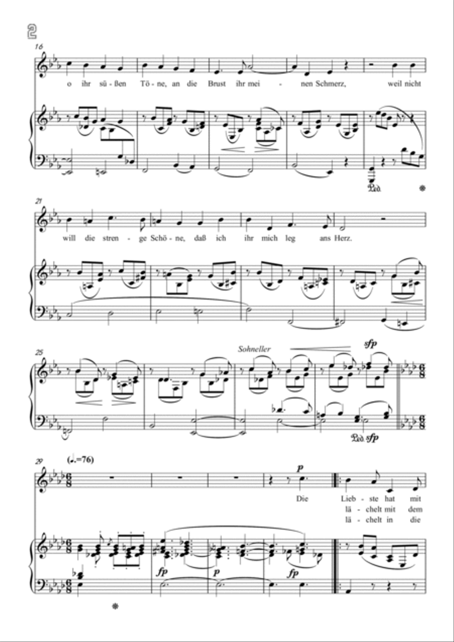 Schumann-Meine Töne still und heiter,Op.101 No.1 in E♭ Major for Voice and Piano Voice Solo scores gallery preview page 3