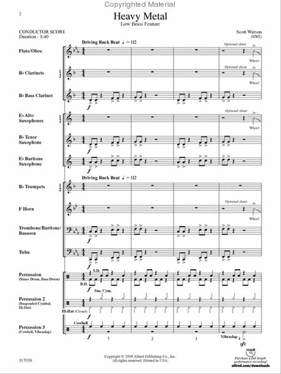 Heavy Metal Heavy Metal Concert Band scores gallery preview page 2