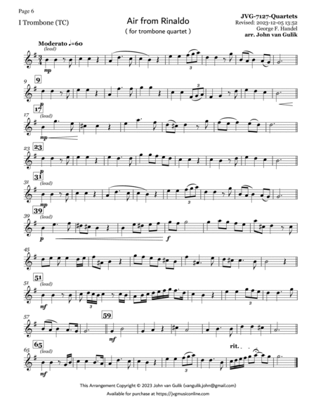 51 Trombone Quartets - Part 1 Treble Clef