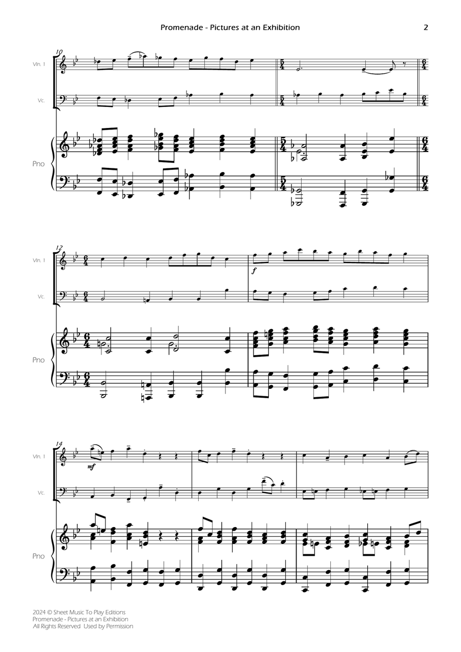 Pictures at an Exhibition - Promenade - Piano Trio (Full Score and Parts) Piano Trio scores gallery preview page 4