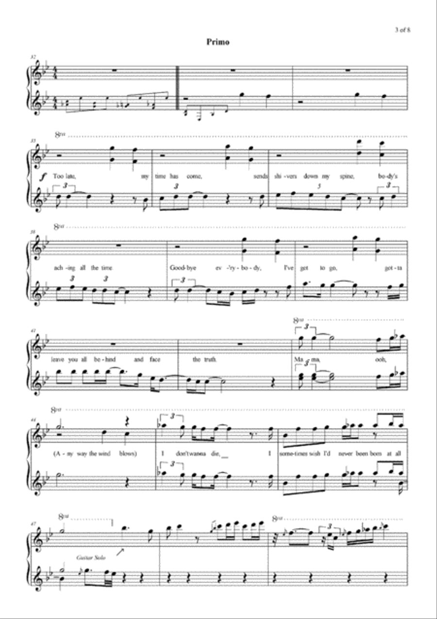 Bohemian Rhapsody 1 Piano, 4-Hands scores gallery preview page 4