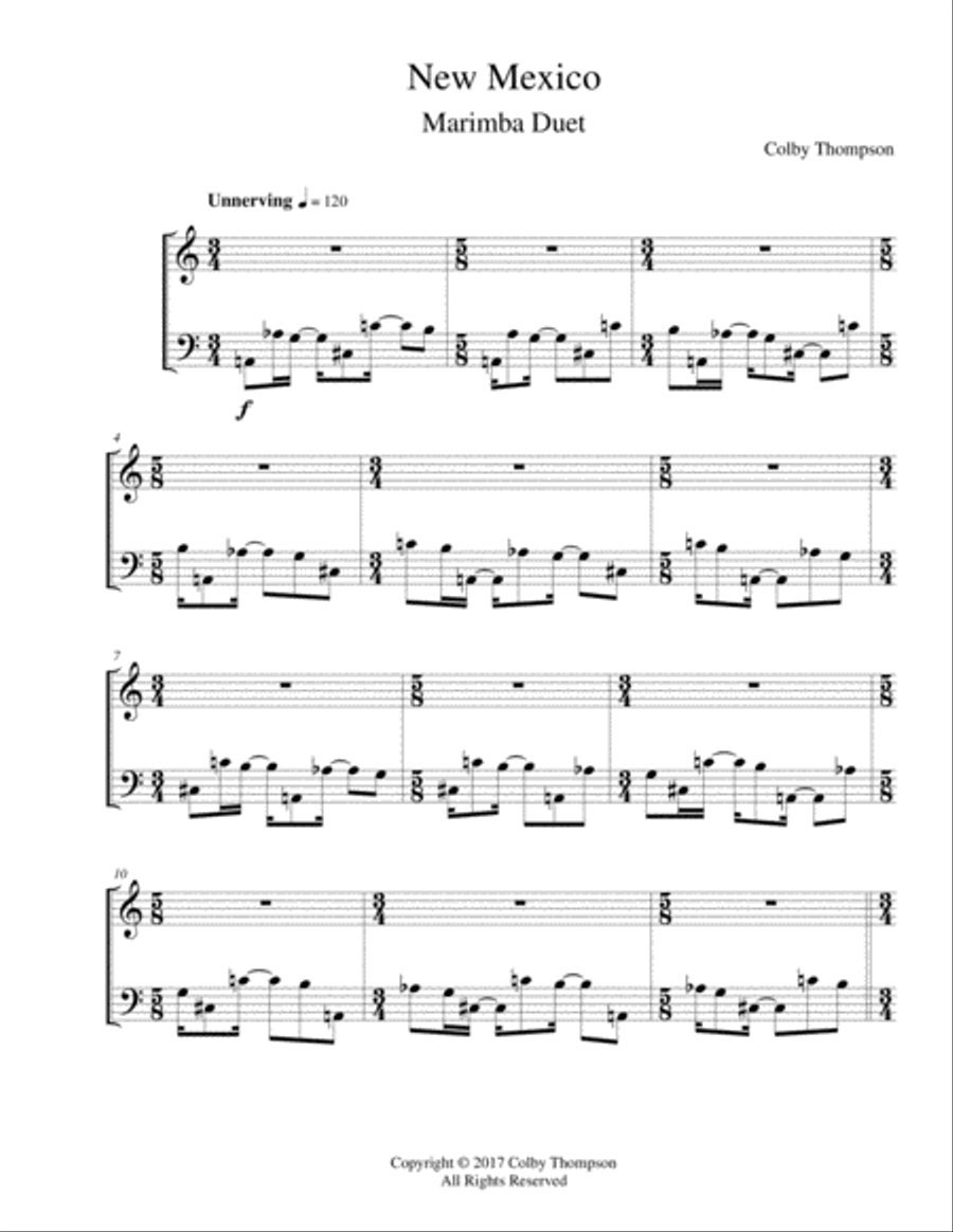 New Mexico New Mexico Marimba scores gallery preview page 1