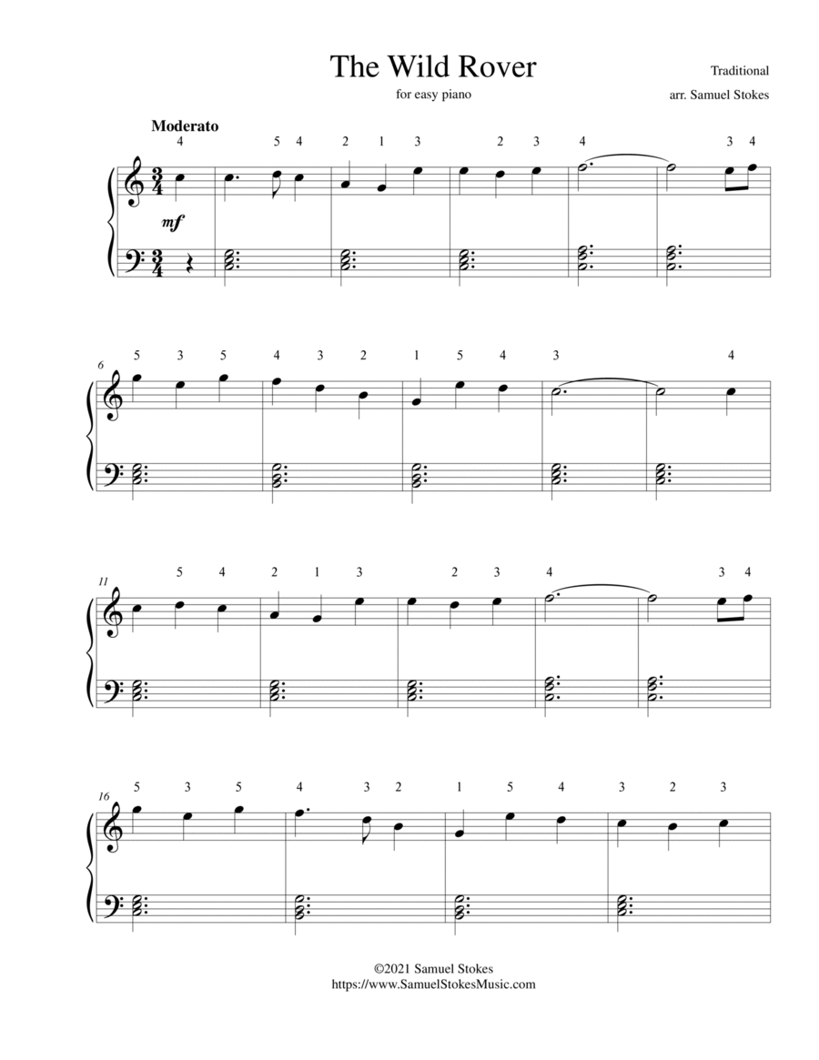 The Wild Rover - for easy piano Easy Piano scores gallery preview page 1