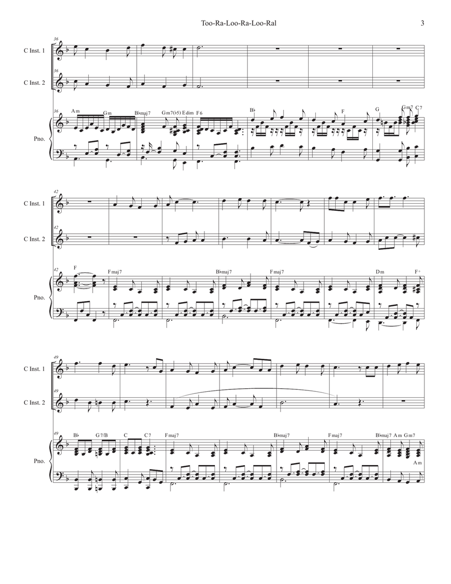 Too-Ra-Loo-Ra-Loo-Ral (That's an Irish Lullaby) (Duet for C-Instruments) Piano scores gallery preview page 3