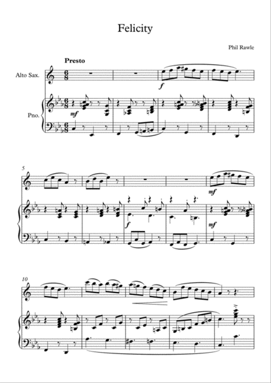 Felicity - Alto Sax & Piano Alto Saxophone scores gallery preview page 1