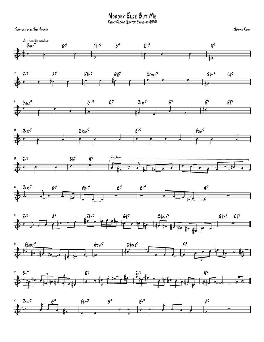 Nobody Else But Me - Kenny Dorham Transcription Bb Jazz Ensemble scores gallery preview page 1