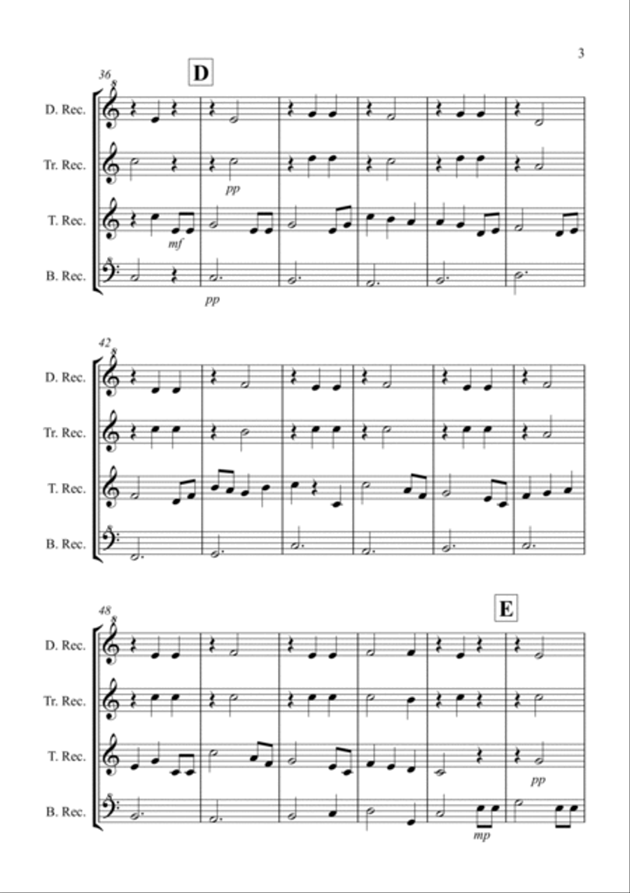 Brahms Lullaby for Recorder Quartet Recorder scores gallery preview page 3