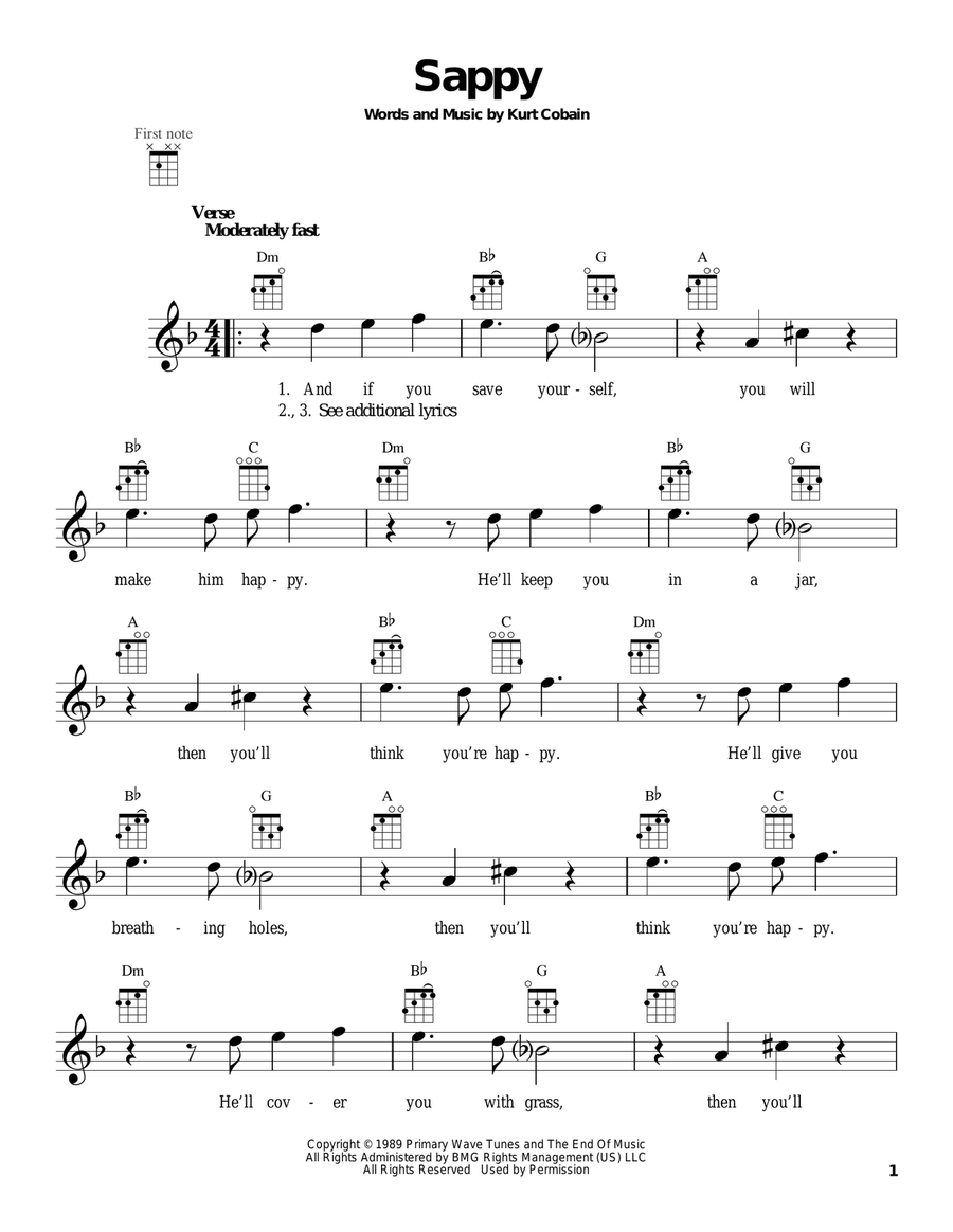 Sappy by Nirvana Ukulele - Digital Sheet Music