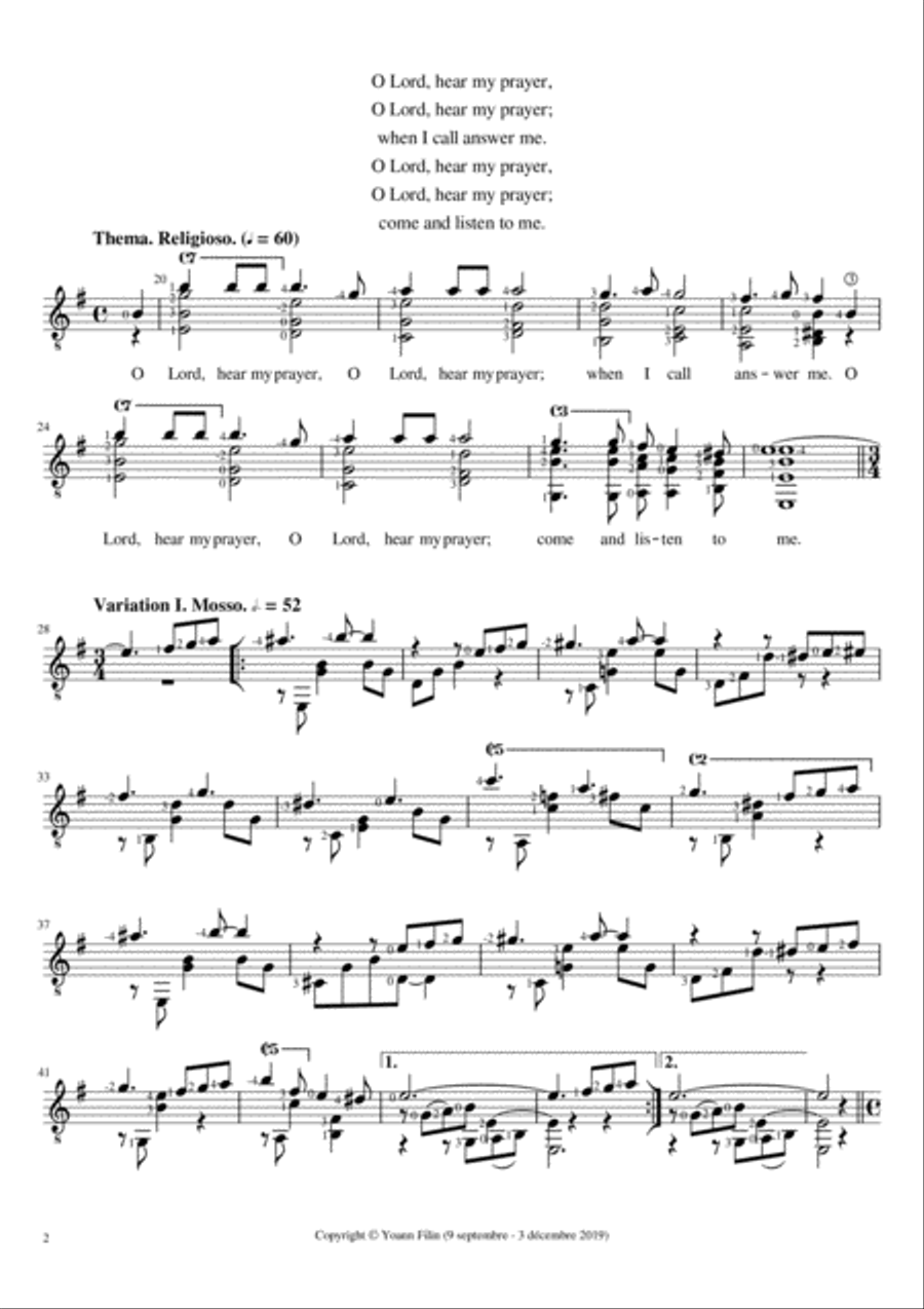 O Lord, Hear my Prayer (variations of a theme by Jacques Berthier) Classical Guitar scores gallery preview page 3