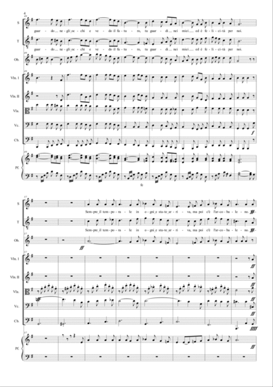 CANZONE D'AMORE - For Soprano, Tenor, Oboe, String Quintet and Piano Chamber Orchestra scores gallery preview page 4