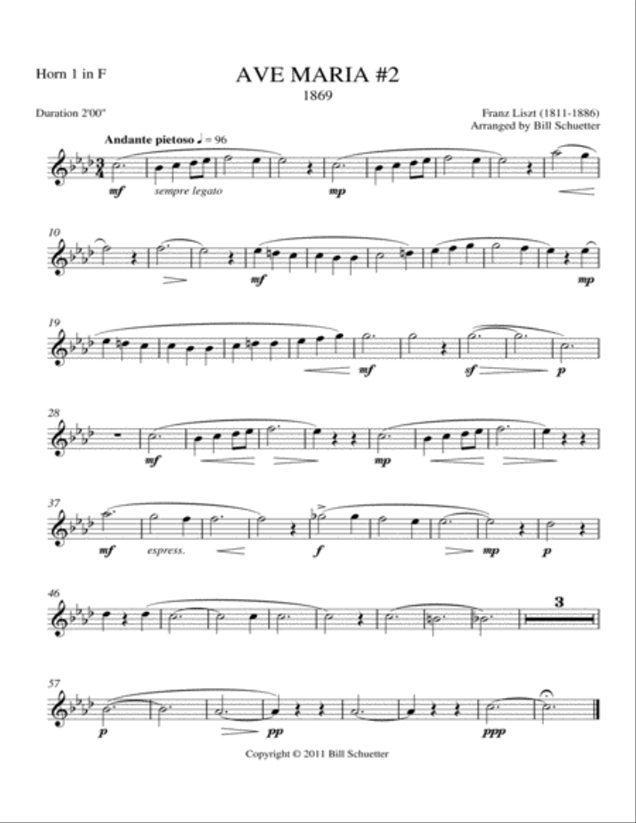 Ave Maria (1868) Ave Maria (1868) Horn scores gallery preview page 3