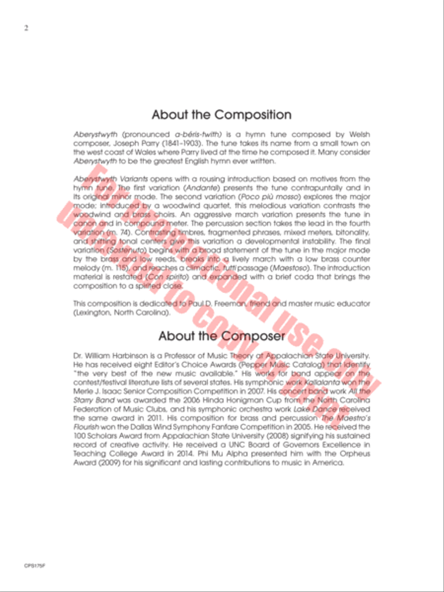 Aberystwyth Variants Aberystwyth Variants Concert Band scores gallery preview page 3