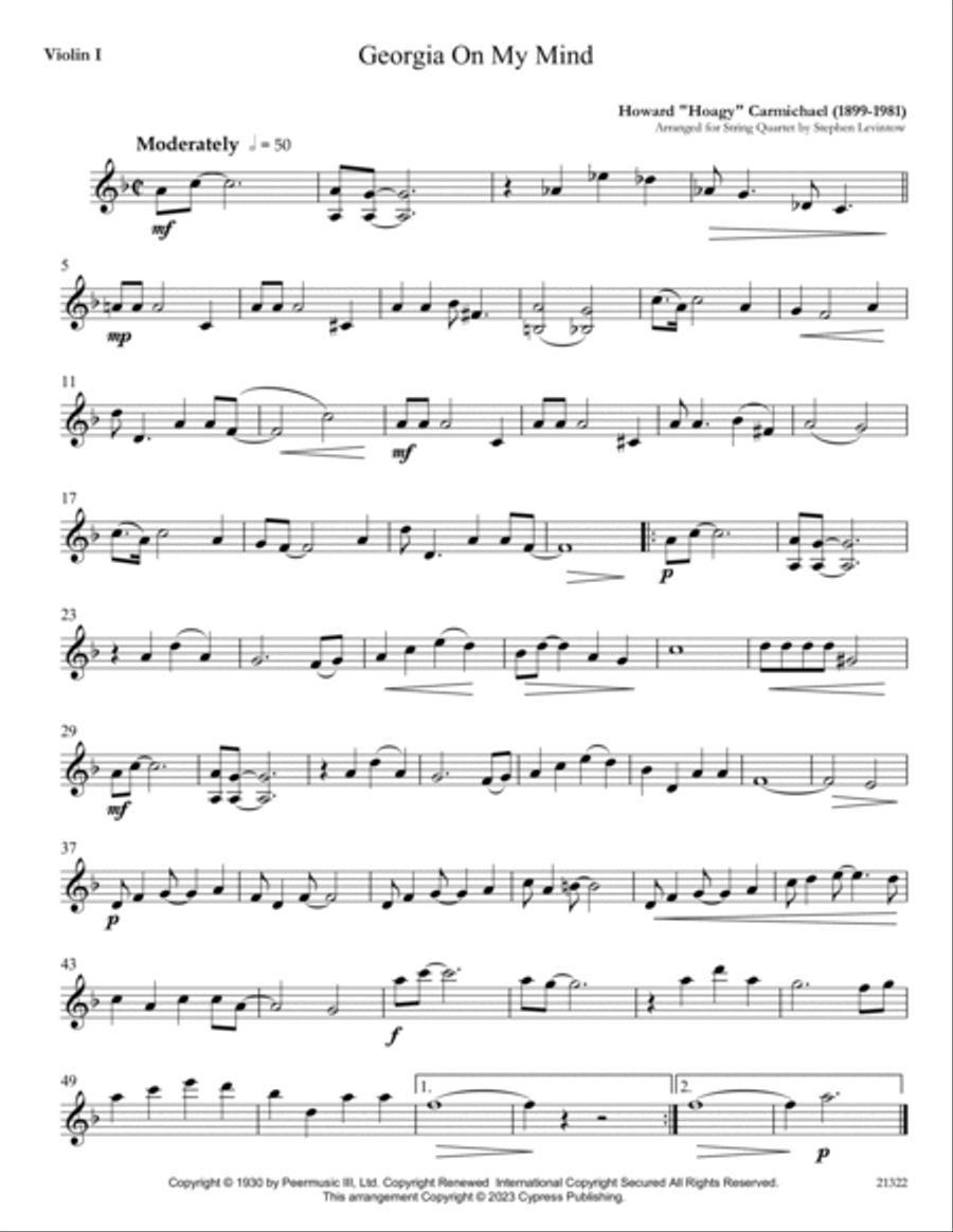 Georgia On My Mind String Quartet scores gallery preview page 4