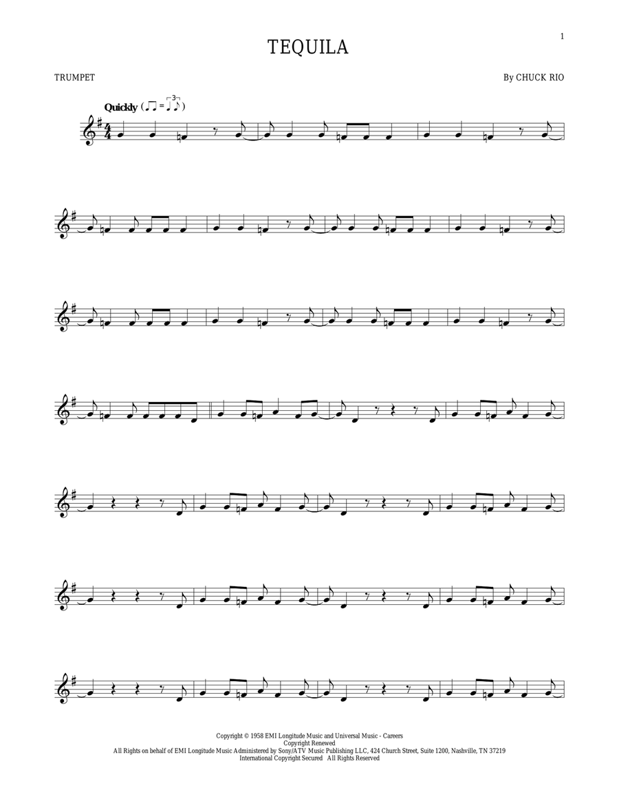 Tequila Tequila Trumpet Solo scores gallery preview page 1