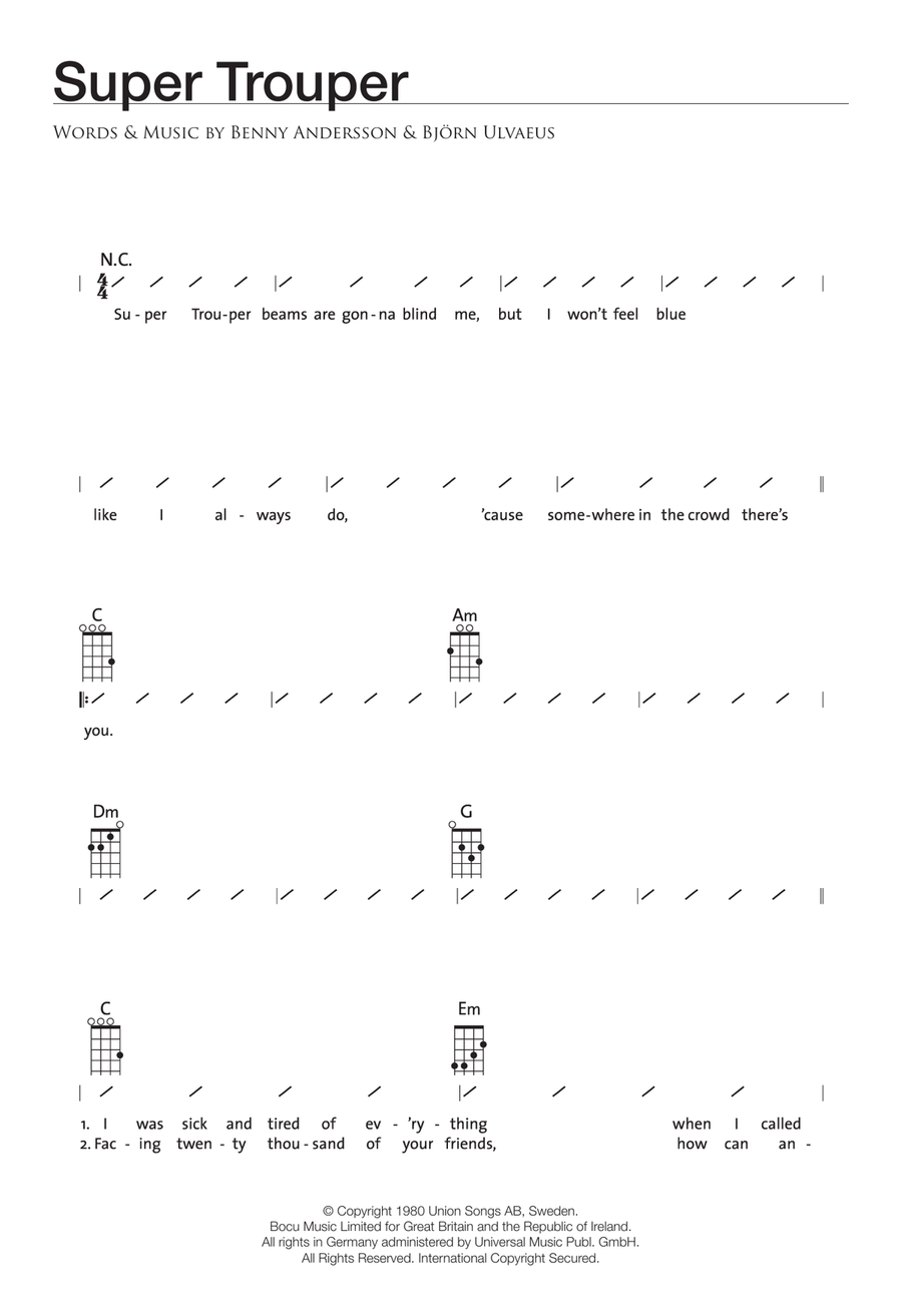 Super Trouper Super Trouper Ukulele scores gallery preview page 1