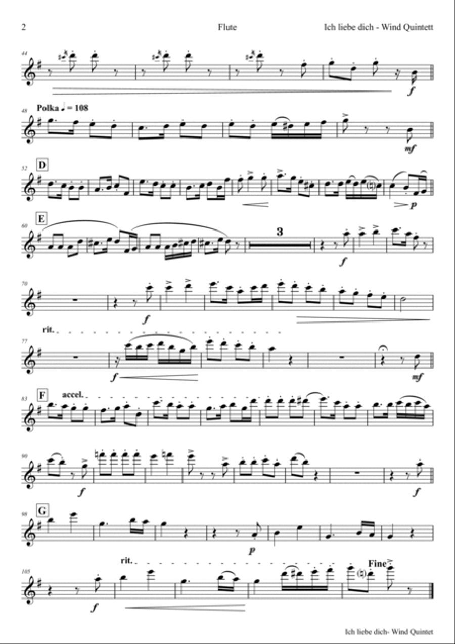 Ich liebe dich - Beethoven goes Polka - Wind Quintet Woodwind Quintet scores gallery preview page 6