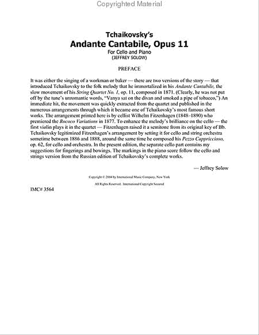 Andante Cantabile, Opus 11 Piano Accompaniment scores gallery preview page 4