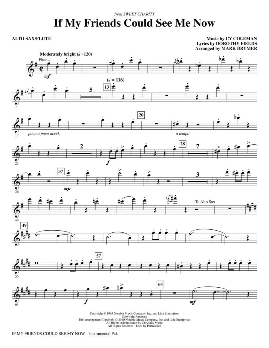 If My Friends Could See Me Now (from Sweet Charity) - Alto Sax/Flute Choir scores gallery preview page 1