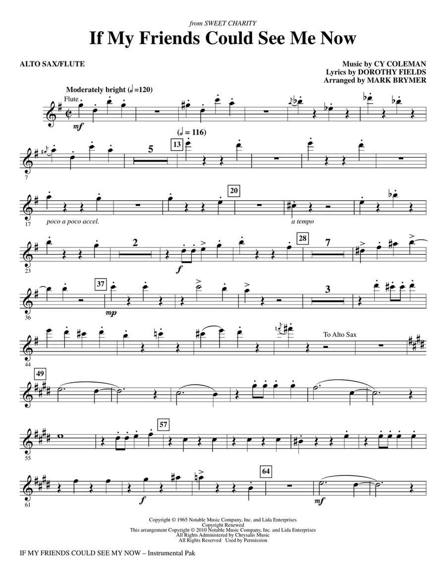 If My Friends Could See Me Now (from Sweet Charity) - Alto Sax/Flute