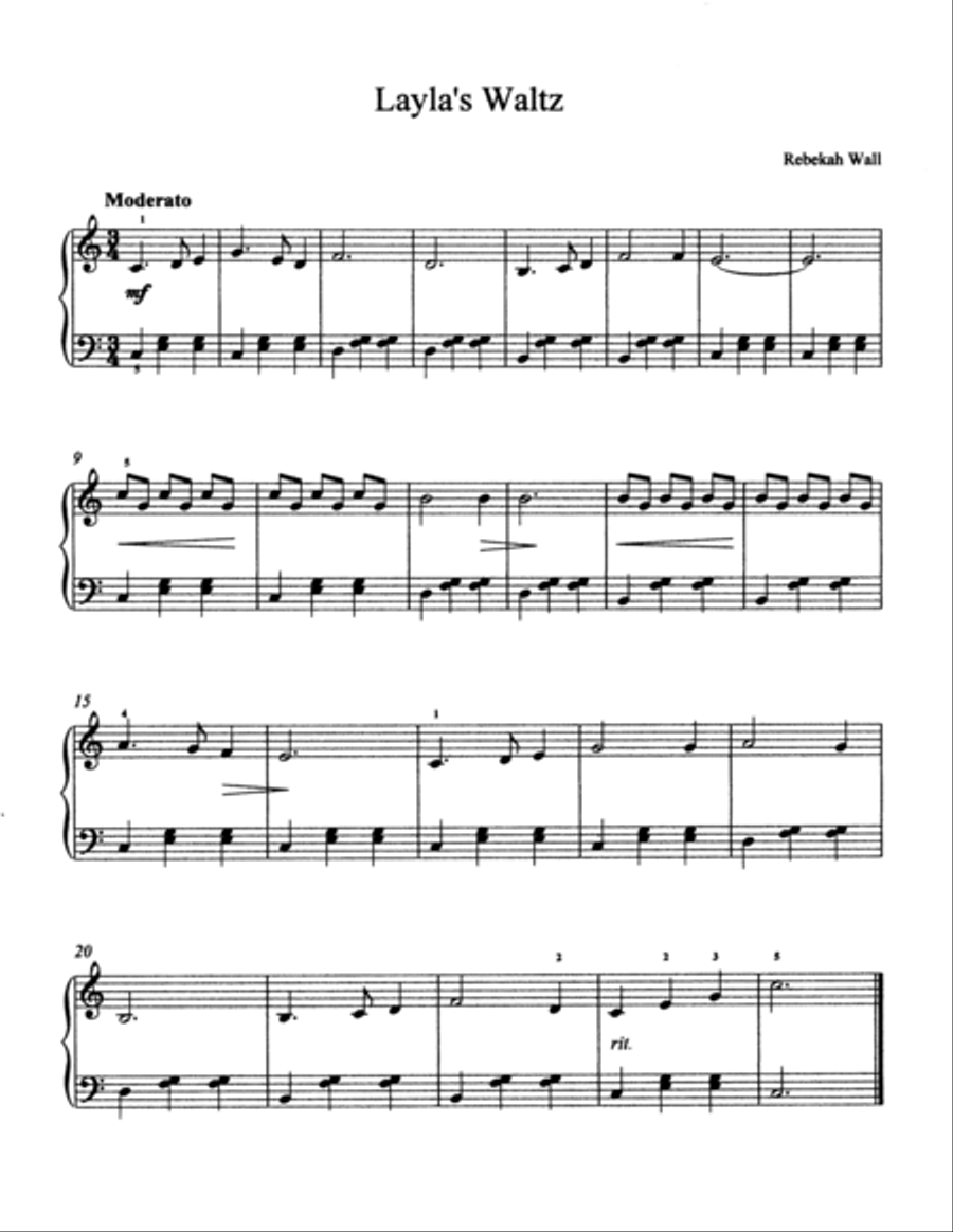 Layla's Waltz Easy Piano scores gallery preview page 1