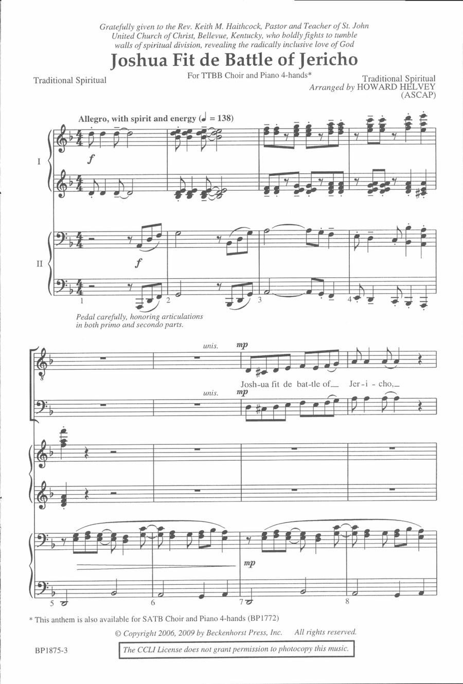 Joshua Fit de Battle of Jericho - TTBB TTBB scores gallery preview page 2