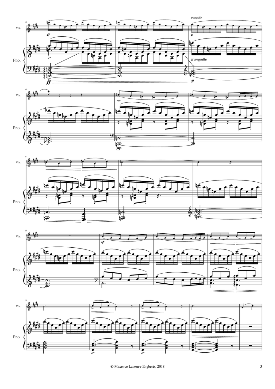''Morning Mood'' (from Peer Gynt) for violin and piano Violin Solo scores gallery preview page 3