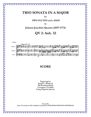 Book cover for Quantz Trio Sonata in A Major QV 2: Anh. 32