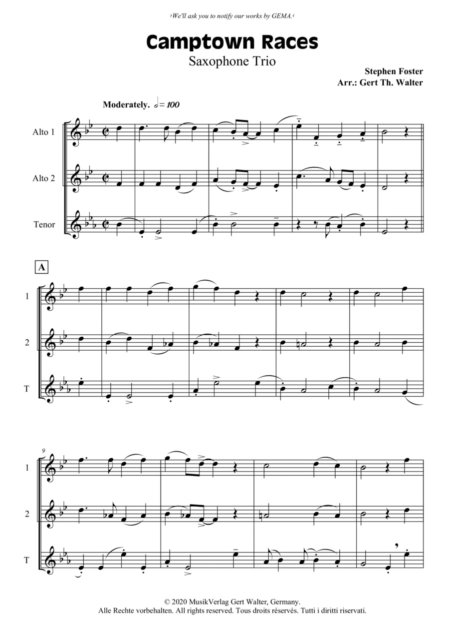 Camptown Races Camptown Races Woodwind Trio scores gallery preview page 1