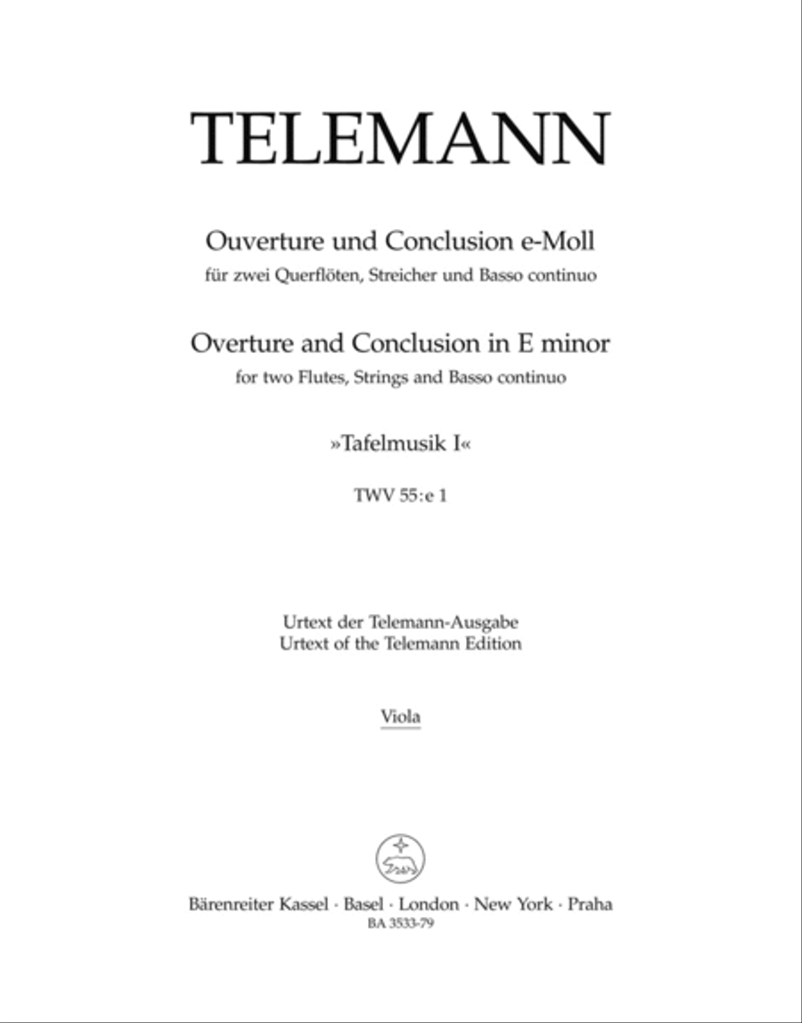Ouverture and Conclusion for two Flutes, Strings and Basso continuo e minor Flute scores gallery preview page 1