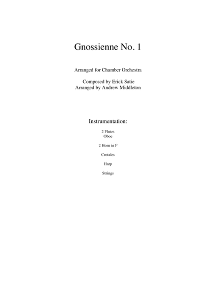 Gnossienne No. 1 for Chamber Orchestra image number null