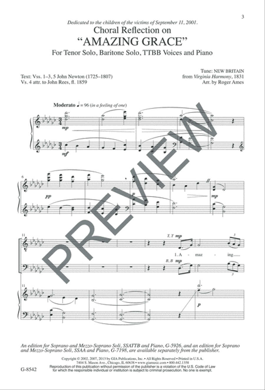 Choral Reflection on Amazing Grace - TTBB edition TTBB scores gallery preview page 3