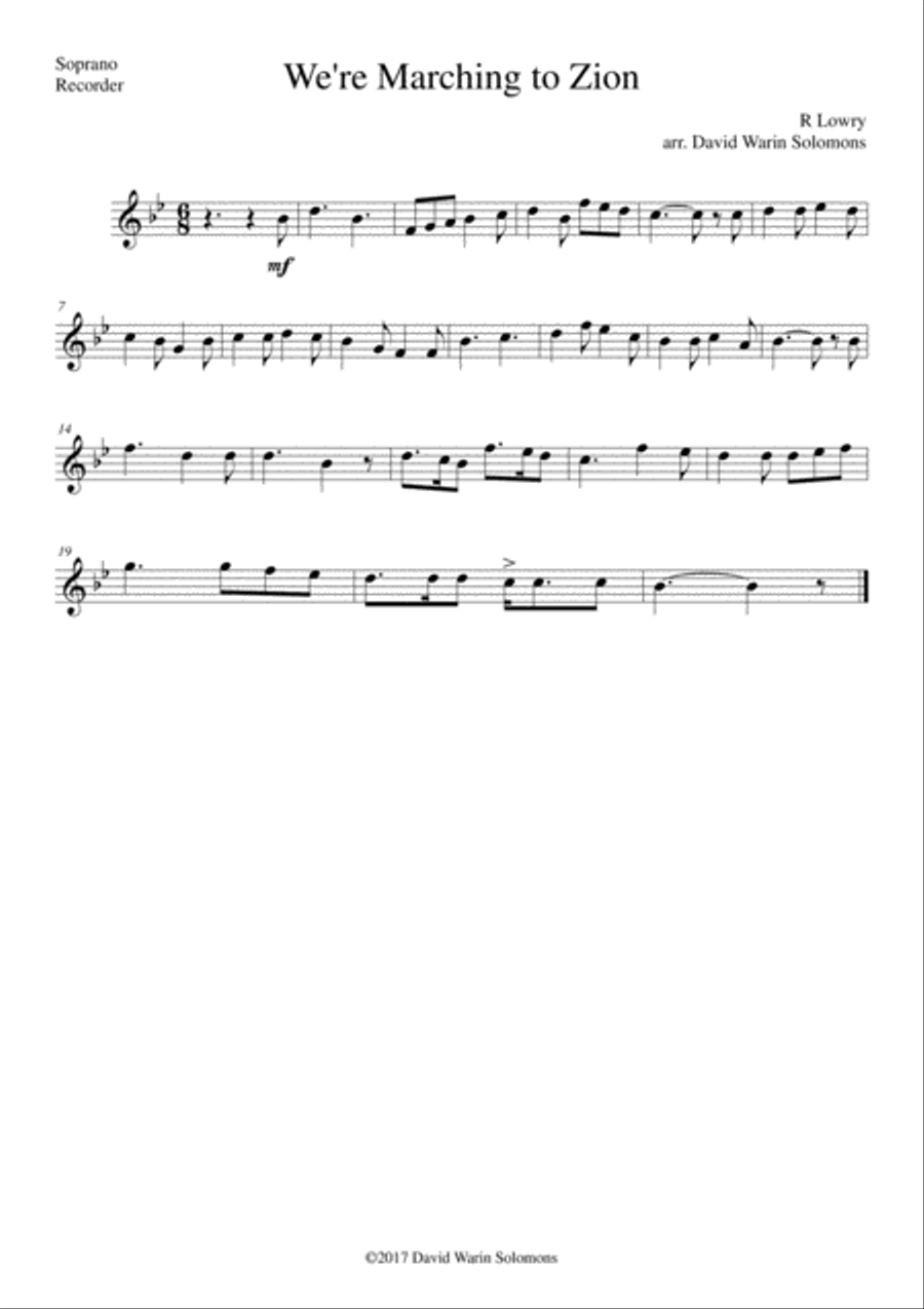 We're Marching to Zion for recorder quartet Soprano Recorder scores gallery preview page 3