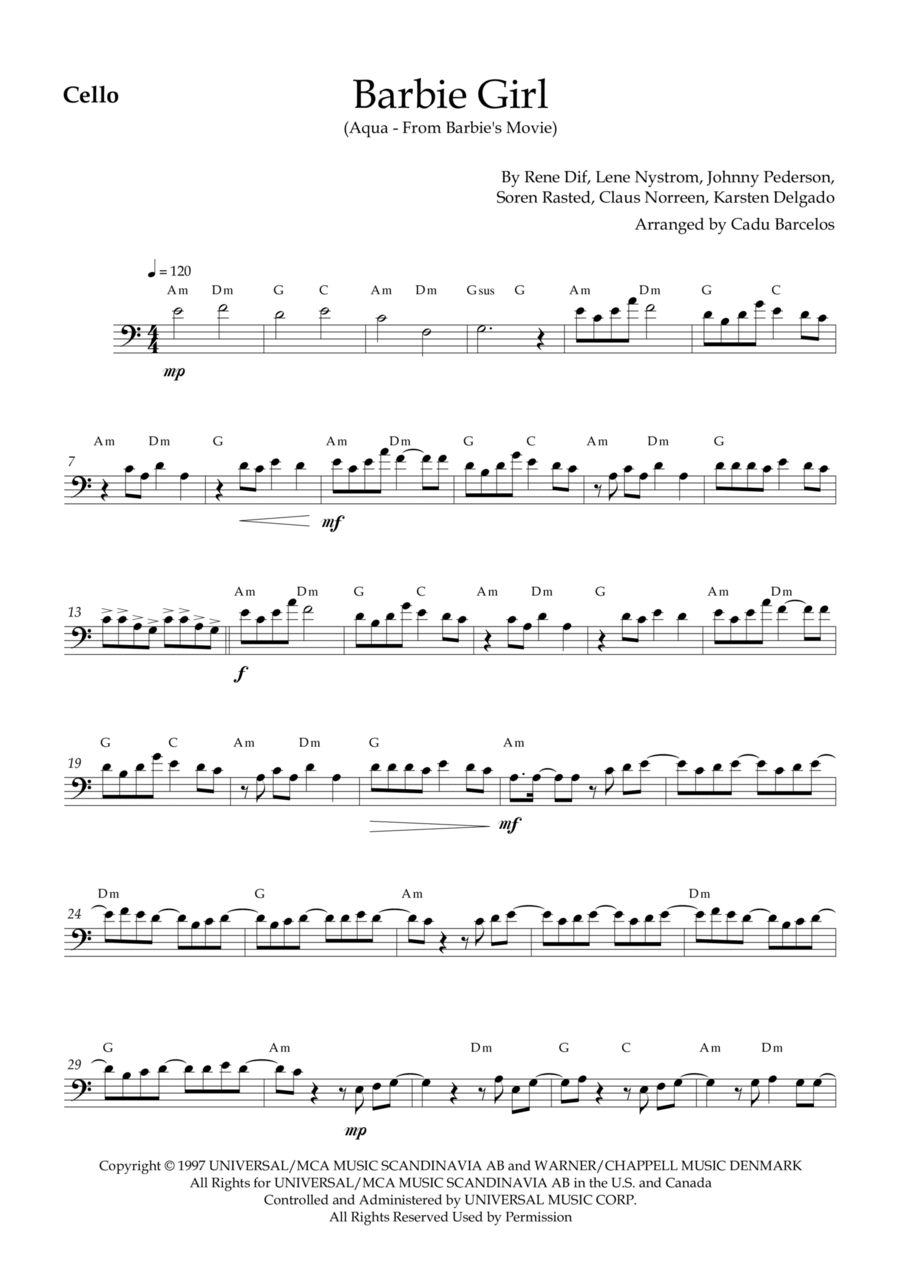 Barbie Girl Piano scores gallery preview page 1