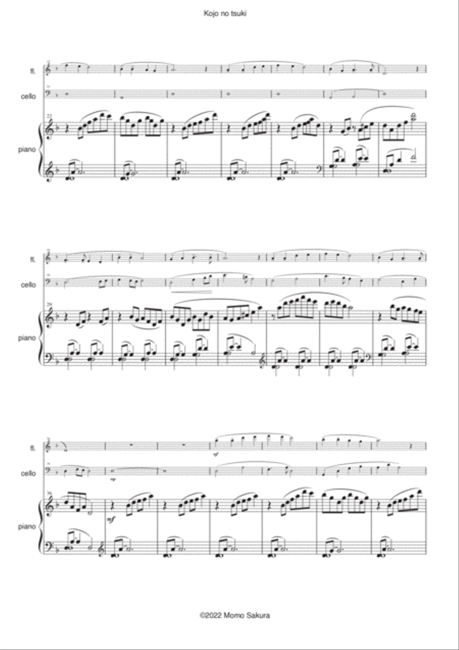 Kojo no tsuki - The moon over the ruined castle- for Flute and Piano (and cello optional) Small Ensemble scores gallery preview page 2