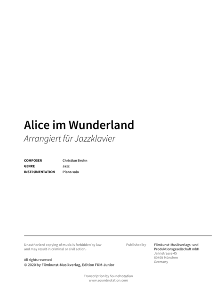 Alice im Wunderland Alice im Wunderland Piano scores gallery preview page 2