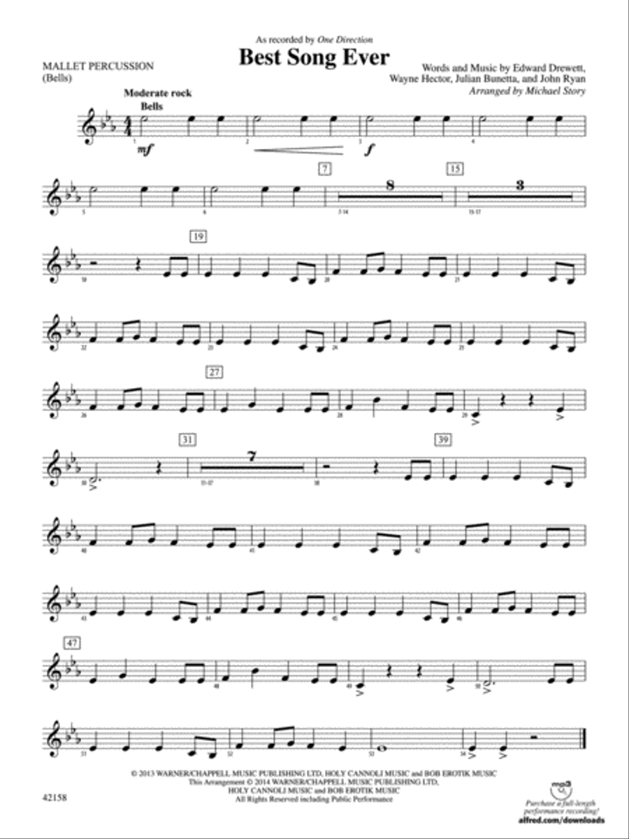 Best Song Ever: Mallets Concert Band scores gallery preview page 1
