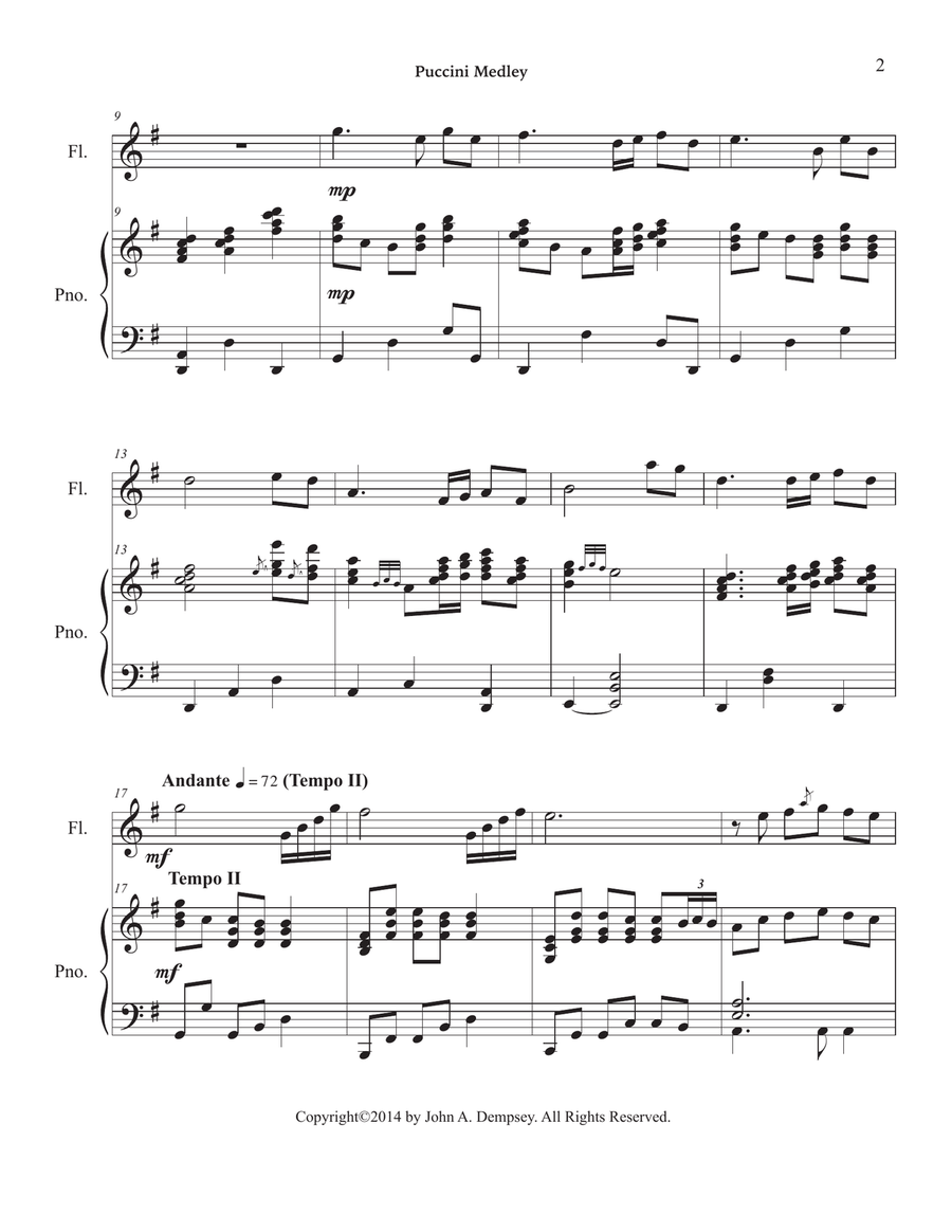 Puccini Medley (Flute and Piano) Flute Solo scores gallery preview page 6