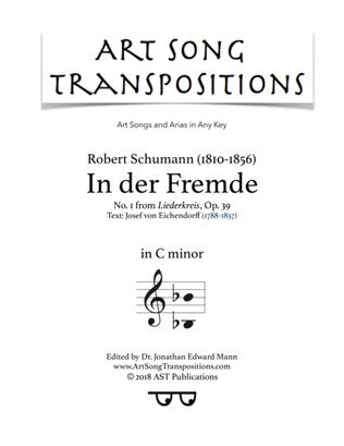 Book cover for SCHUMANN: In der Fremde, Op. 39 no. 1 (transposed to C minor)