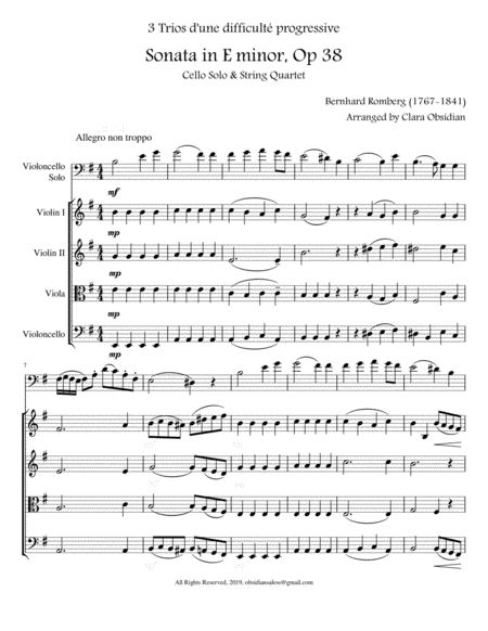 Romberg: Cello Sonata in E Minor (arr. for cello solo and string quartet) image number null