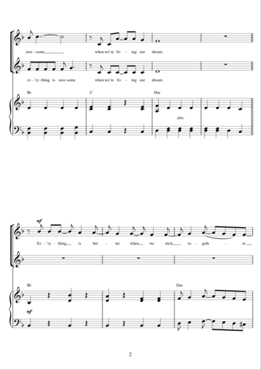 Everything Is Awesome (from The Lego Movie) (feat. The Lonely Island) Choir scores gallery preview page 2