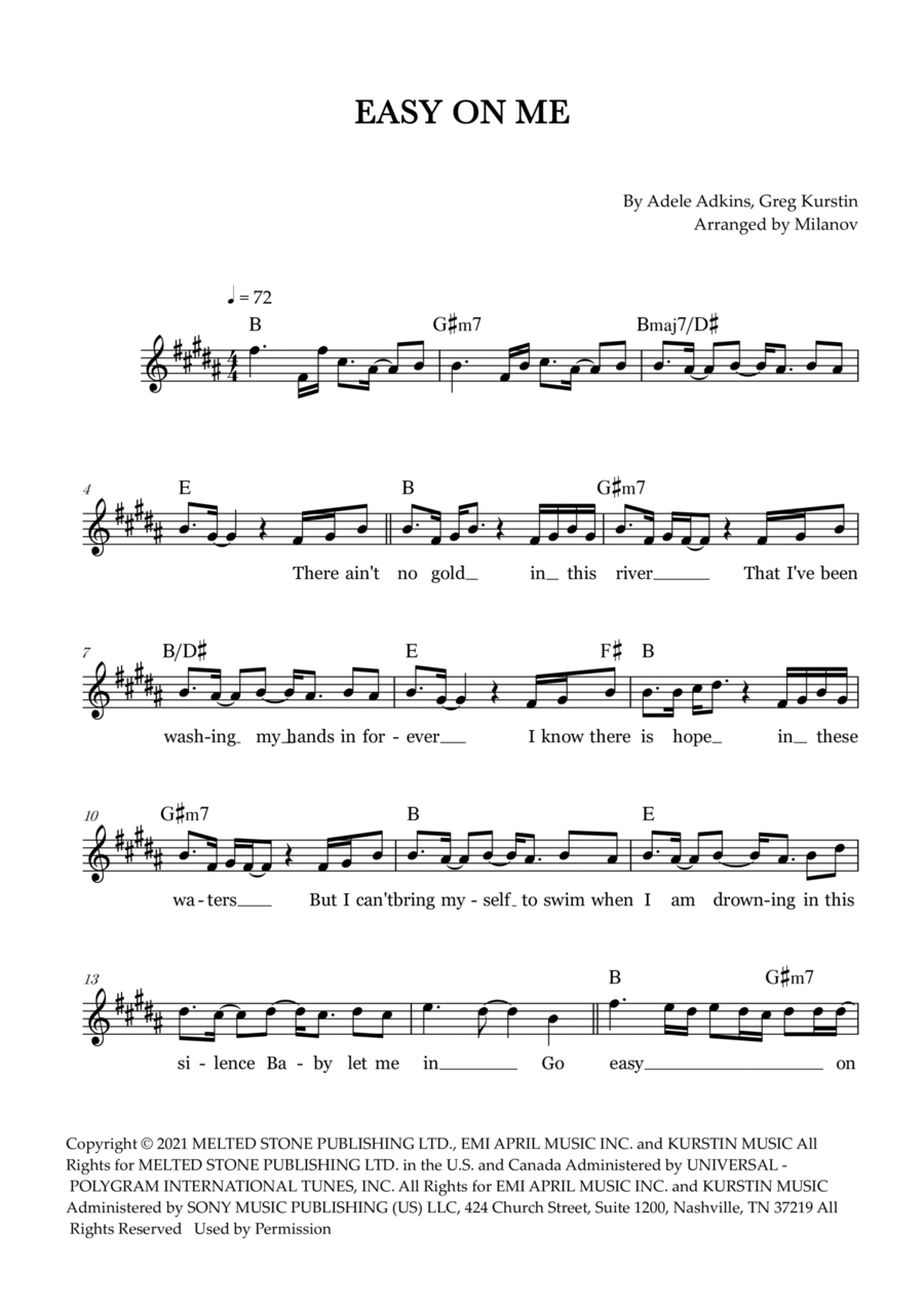 Easy On Me Piano scores gallery preview page 1