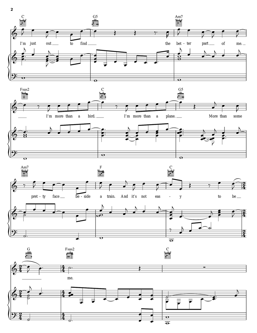 Superman (It's Not Easy) Piano, Vocal, Guitar scores gallery preview page 2