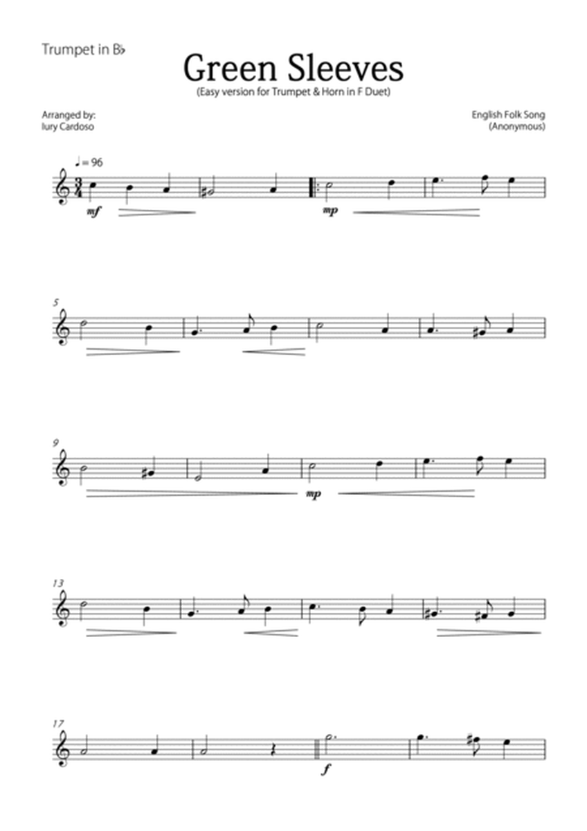 "Green Sleeves" - Beautiful easy version for TRUMPET & HORN in F DUET image number null