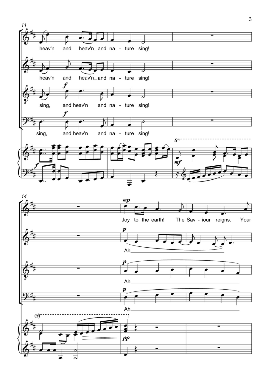 Joy to the World - SATB - Four Part Choir 4-Part scores gallery preview page 3